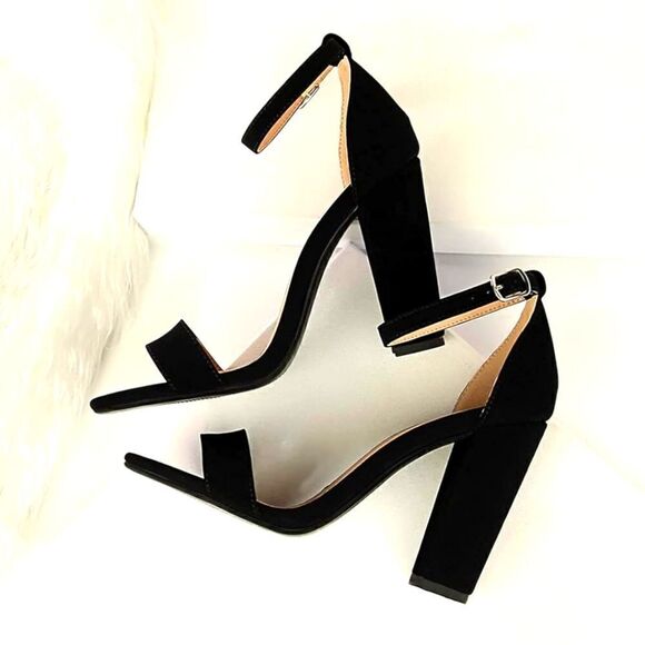 (38-2940) Women's Suede High Heel Open Toe Sz 10 - Picture 3 of 12